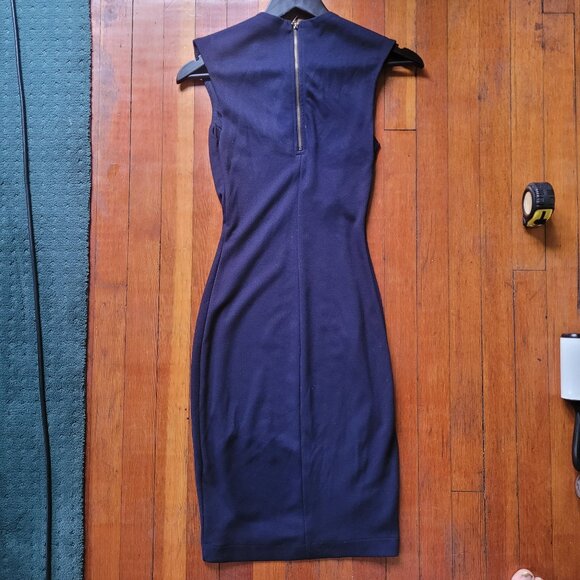 Navy Sheath Panelled Dress, sz XS - Picture 3 of 10